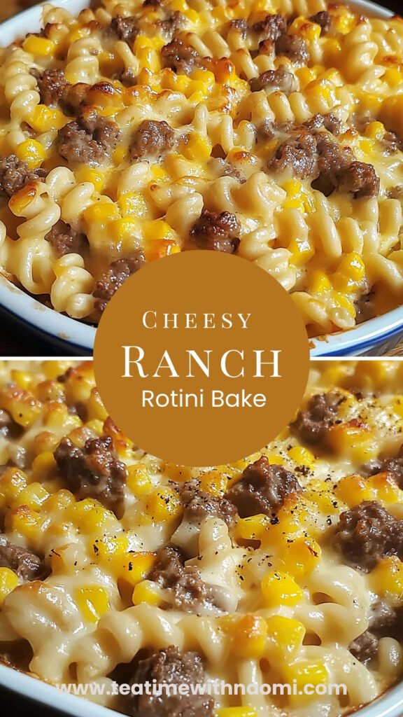 Cheesy Ranch Rotini Bake with Beef and Sweet Corn