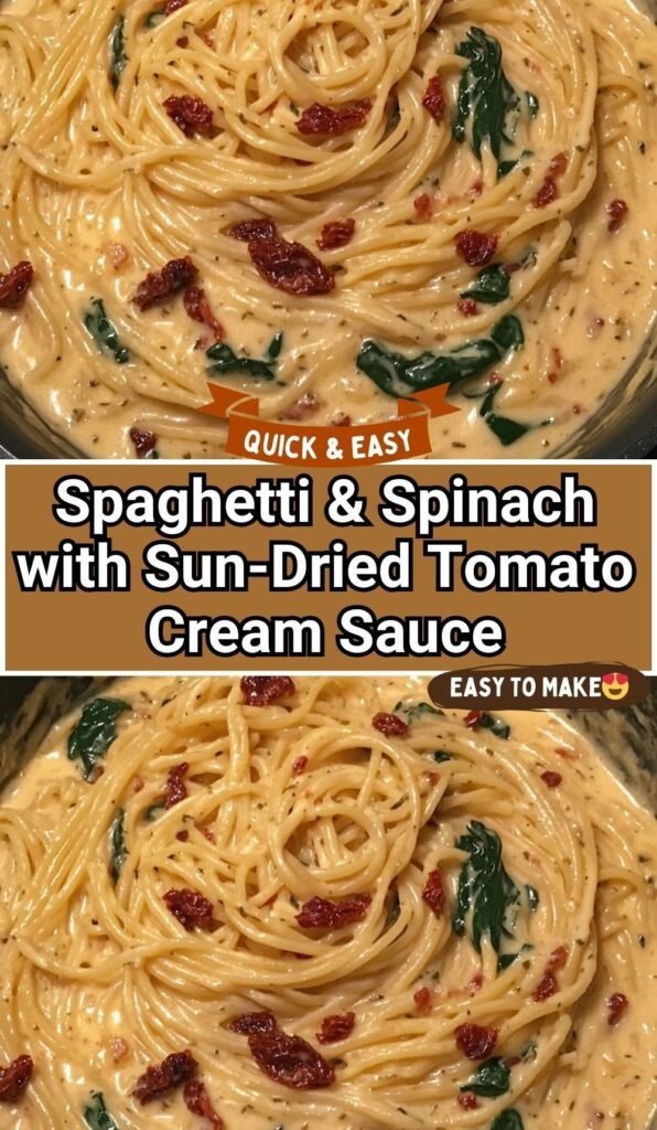 Spaghetti & Spinach with Sun-Dried Tomato Cream Sauce