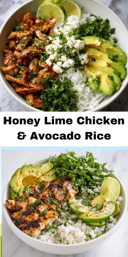 Honey Lime Chicken & Avocado Rice Bowl – High Protein Healthy Dinner Idea
