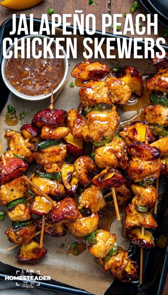 Jalapeño Peach Chicken Skewers