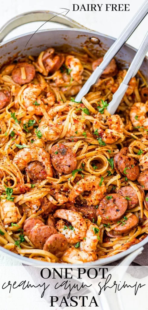 DAIRY FREE ONE POT CREAMY CAJUN SHRIMP PASTA