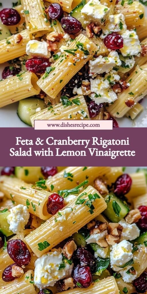 Feta & Cranberry Rigatoni Salad with Lemon Vinaigrette