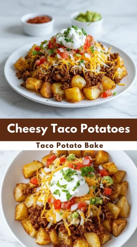 Cheesy Taco Potatoes Bake with Ground Beef