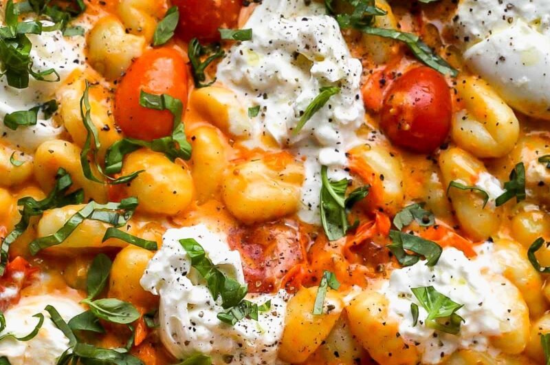 30 Minute Creamy Tomato Gnocchi with Burrata