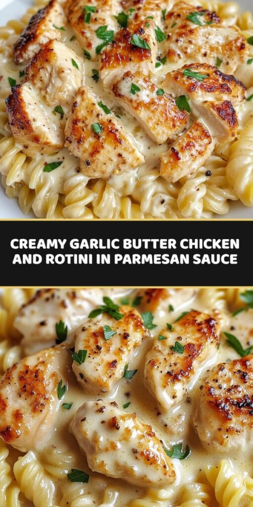 Creamy Garlic Butter Chicken and Rotini in Parmesan Sauce