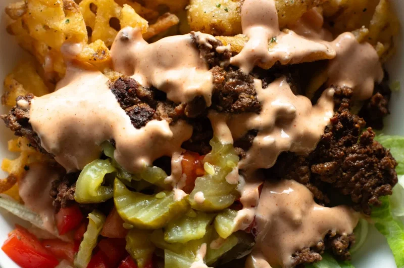 Burger Bowls with House Sauce and Ranch Fries