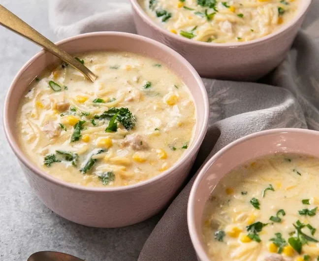 Chicken and Sweet Corn Soup with Noodles