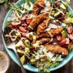 Honey Mustard Pretzel Chicken and Avocado Bacon Salad