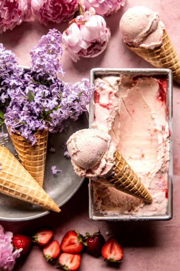 No Churn Creamy Strawberry Ice Cream