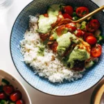 Salmon with Basil Sauce and Tomato Salad